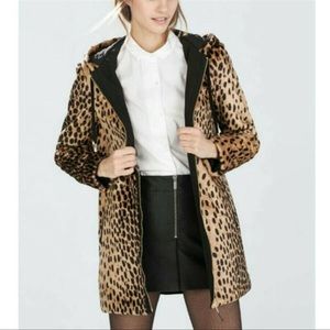 Zara Trafaluc Outerwear Cheetah Print Full Zip Coat Women's Size Small S